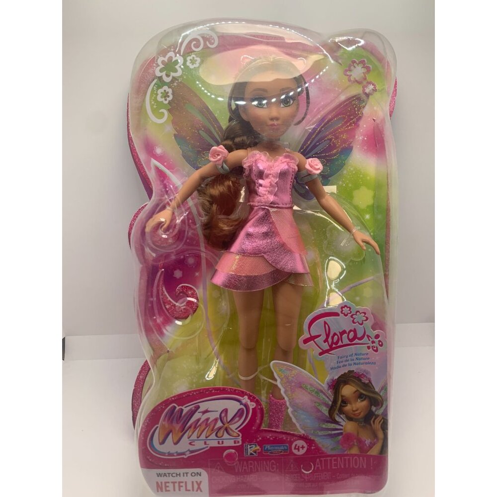 Winx Club Flora Fairy Doll Netflix Series 4+ Mattel Pink Outfit Collectible Toy